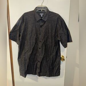 Men’s Van Heusen Gray Short Sleeve Button Down Shirt Size XLT 17-17 1/2